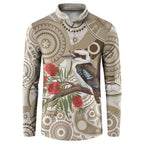 Kookaburra Bottlebrushes Personalised Button Sweatshirt Aboriginal Australian Dot Painting - Aussie Hoodie