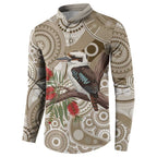 Kookaburra Bottlebrushes Personalised Button Sweatshirt Aboriginal Australian Dot Painting - Aussie Hoodie