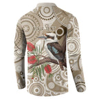 Kookaburra Bottlebrushes Personalised Button Sweatshirt Aboriginal Australian Dot Painting - Aussie Hoodie