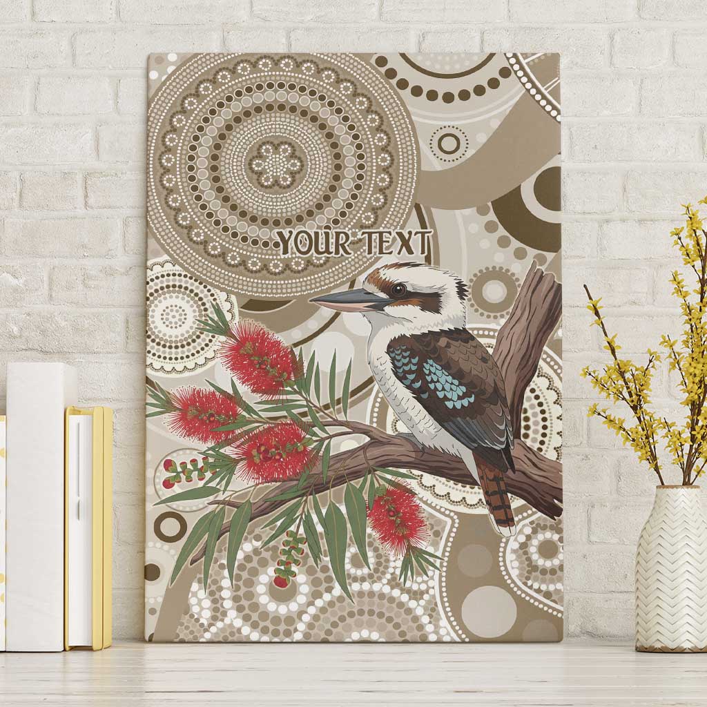 Kookaburra Bottlebrushes Personalised Canvas Wall Art Aboriginal Australian Dot Painting - Aussie Hoodie
