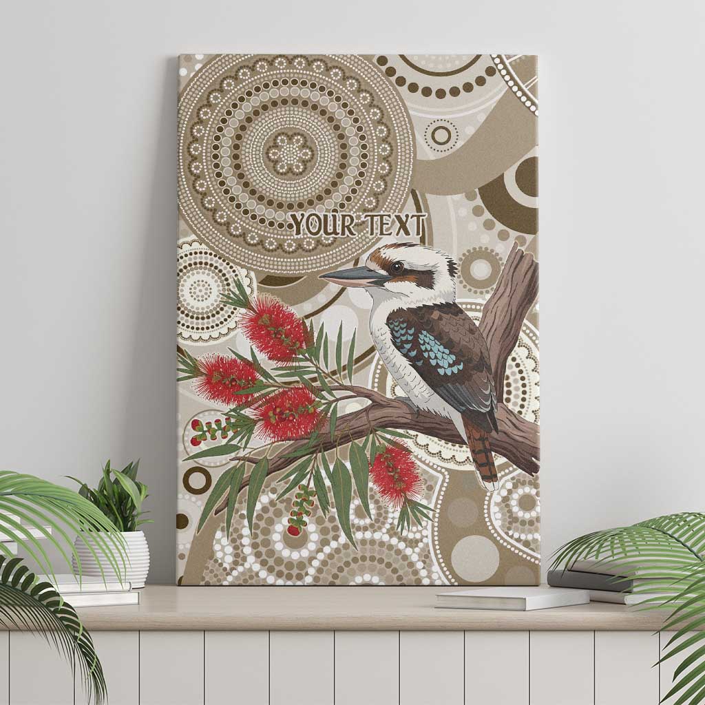 Kookaburra Bottlebrushes Personalised Canvas Wall Art Aboriginal Australian Dot Painting - Aussie Hoodie