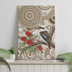 Kookaburra Bottlebrushes Personalised Canvas Wall Art Aboriginal Australian Dot Painting - Aussie Hoodie