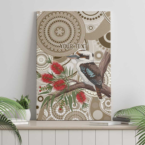 Kookaburra Bottlebrushes Personalised Canvas Wall Art Aboriginal Australian Dot Painting - Aussie Hoodie