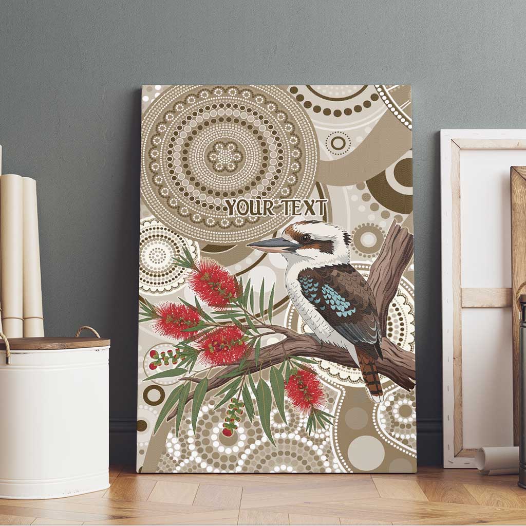 Kookaburra Bottlebrushes Personalised Canvas Wall Art Aboriginal Australian Dot Painting - Aussie Hoodie
