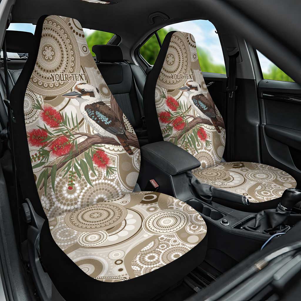 Kookaburra Bottlebrushes Personalised Car Seat Cover Aboriginal Australian Dot Painting - Aussie Hoodie
