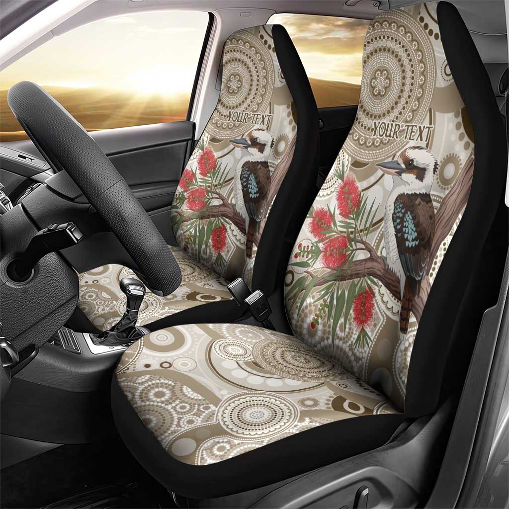 Kookaburra Bottlebrushes Personalised Car Seat Cover Aboriginal Australian Dot Painting - Aussie Hoodie