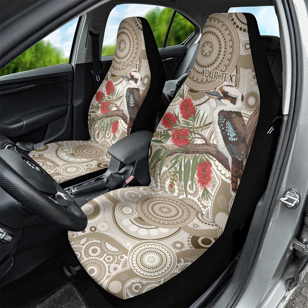 Kookaburra Bottlebrushes Personalised Car Seat Cover Aboriginal Australian Dot Painting - Aussie Hoodie
