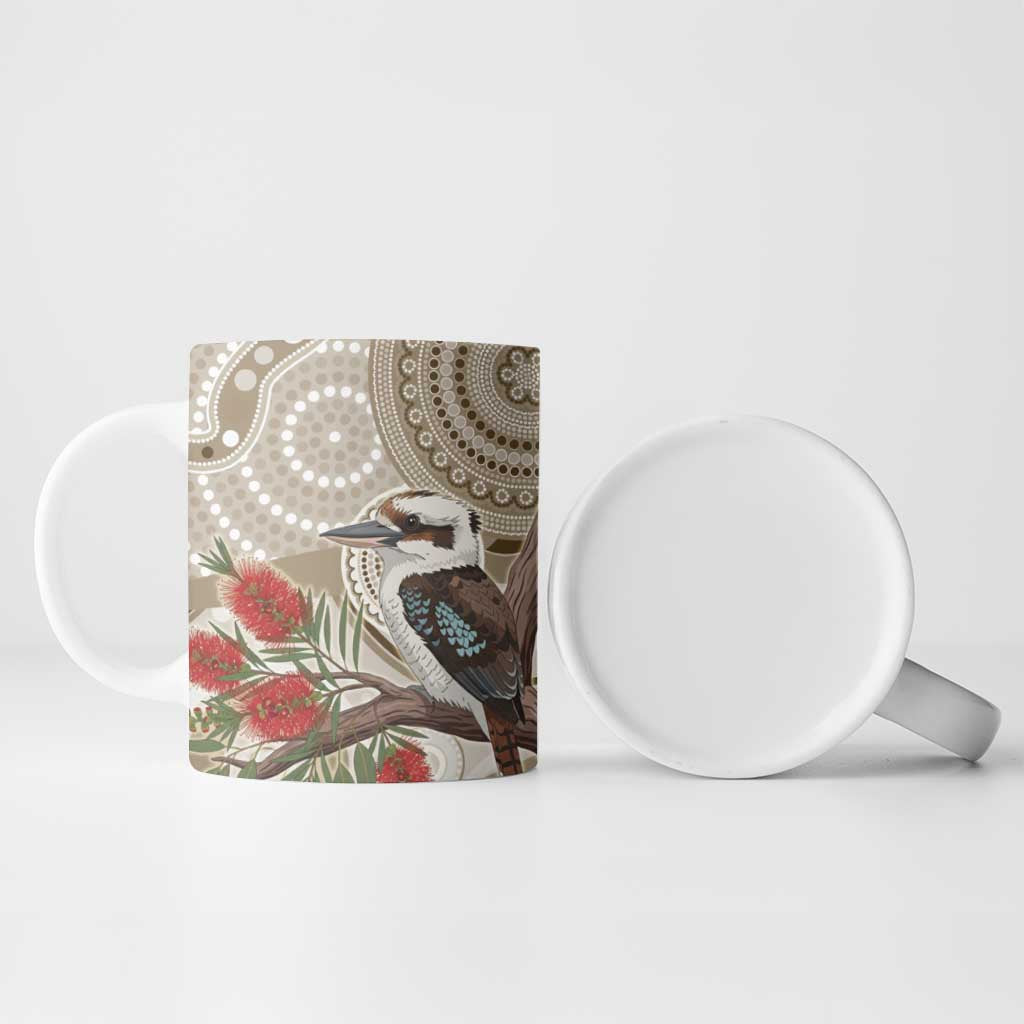 Kookaburra Bottlebrushes Personalised Ceramic Mug Aboriginal Australian Dot Painting - Aussie Hoodie