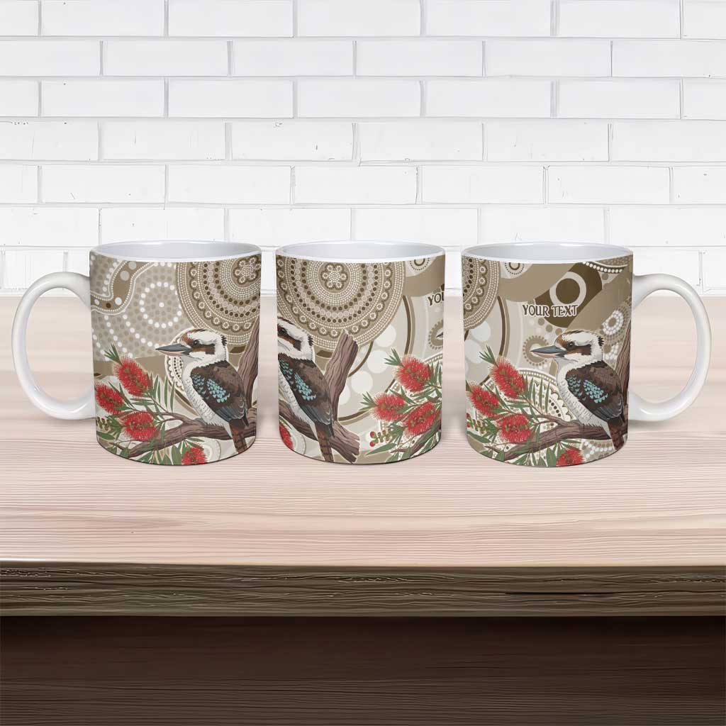 Kookaburra Bottlebrushes Personalised Ceramic Mug Aboriginal Australian Dot Painting - Aussie Hoodie