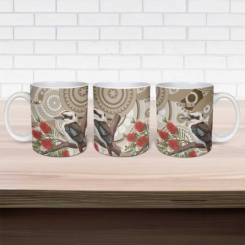 Kookaburra Bottlebrushes Personalised Ceramic Mug Aboriginal Australian Dot Painting - Aussie Hoodie