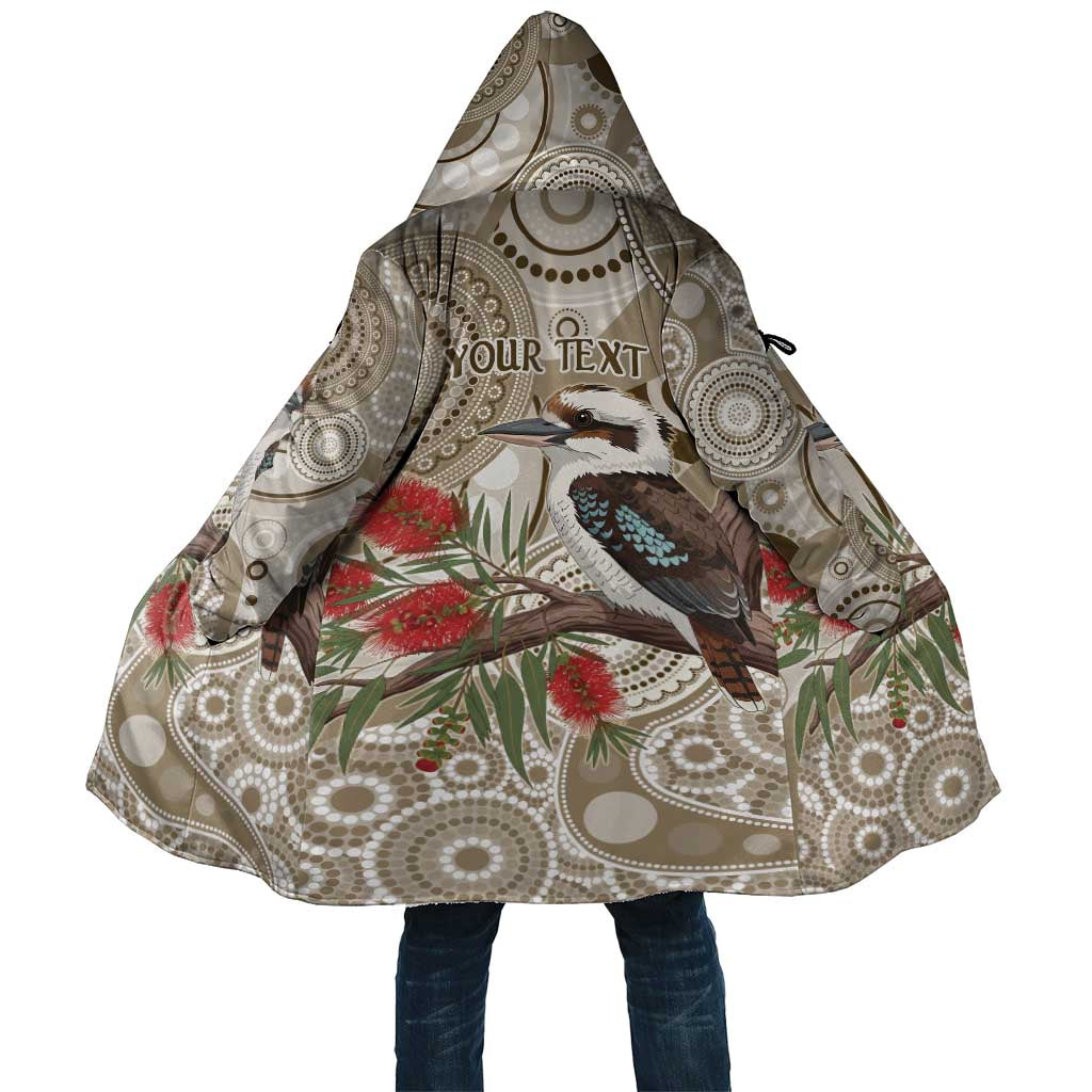 Kookaburra Bottlebrushes Personalised Cloak Aboriginal Australian Dot Painting - Aussie Hoodie
