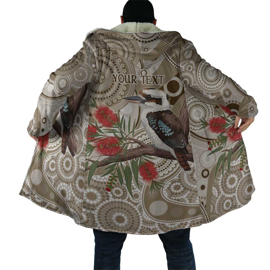 Kookaburra Bottlebrushes Personalised Cloak Aboriginal Australian Dot Painting - Aussie Hoodie