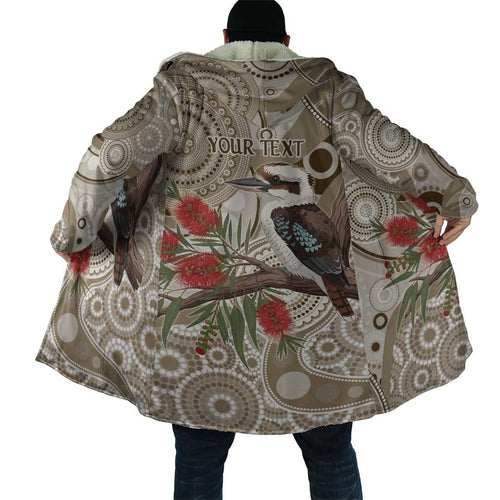 Kookaburra Bottlebrushes Personalised Cloak Aboriginal Australian Dot Painting - Aussie Hoodie