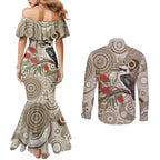Kookaburra Bottlebrushes Personalised Couples Matching Mermaid Dress and Long Sleeve Button Shirt Aboriginal Australian Dot Painting - Aussie Hoodie