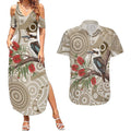Kookaburra Bottlebrushes Personalised Couples Matching Summer Maxi Dress and Hawaiian Shirt Aboriginal Australian Dot Painting - Aussie Hoodie