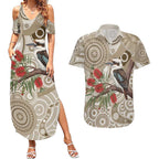 Kookaburra Bottlebrushes Personalised Couples Matching Summer Maxi Dress and Hawaiian Shirt Aboriginal Australian Dot Painting - Aussie Hoodie