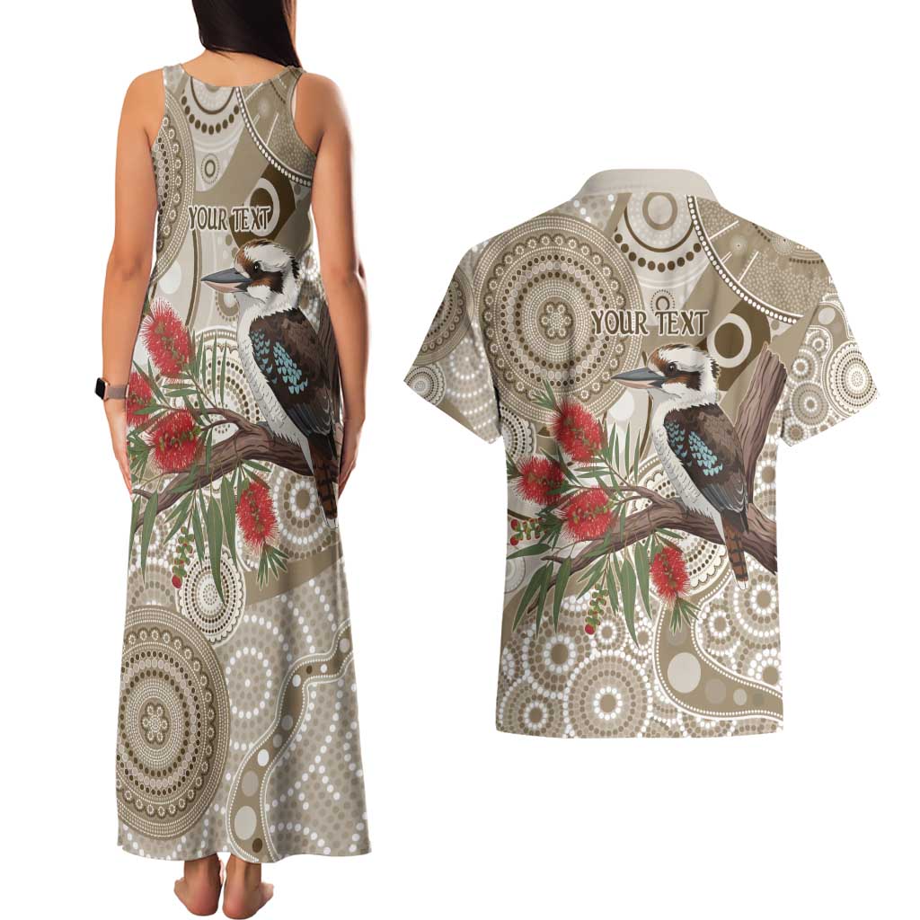 Kookaburra Bottlebrushes Personalised Couples Matching Tank Maxi Dress and Hawaiian Shirt Aboriginal Australian Dot Painting - Aussie Hoodie