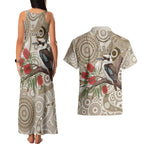 Kookaburra Bottlebrushes Personalised Couples Matching Tank Maxi Dress and Hawaiian Shirt Aboriginal Australian Dot Painting - Aussie Hoodie