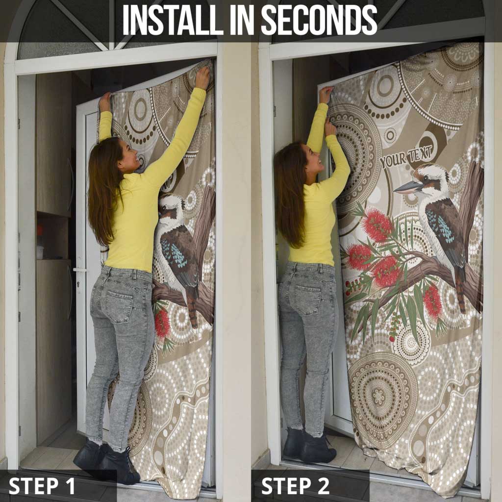 Kookaburra Bottlebrushes Personalised Door Cover Aboriginal Australian Dot Painting - Aussie Hoodie