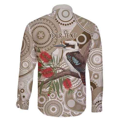 Kookaburra Bottlebrushes Personalised Family Matching Long Sleeve Bodycon Dress and Hawaiian Shirt Aboriginal Australian Dot Painting - Aussie Hoodie