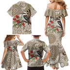Kookaburra Bottlebrushes Personalised Family Matching Mermaid Dress and Hawaiian Shirt Aboriginal Australian Dot Painting - Aussie Hoodie