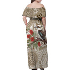 Kookaburra Bottlebrushes Personalised Family Matching Off Shoulder Maxi Dress and Hawaiian Shirt Aboriginal Australian Dot Painting - Aussie Hoodie