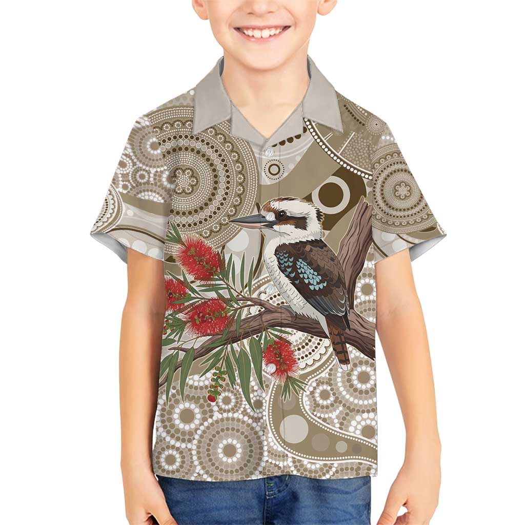 Kookaburra Bottlebrushes Personalised Family Matching Off Shoulder Maxi Dress and Hawaiian Shirt Aboriginal Australian Dot Painting - Aussie Hoodie