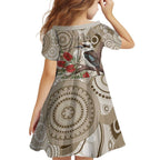 Kookaburra Bottlebrushes Personalised Family Matching Off Shoulder Short Dress and Hawaiian Shirt Aboriginal Australian Dot Painting - Aussie Hoodie