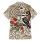 Kookaburra Bottlebrushes Personalised Family Matching Off Shoulder Short Dress and Hawaiian Shirt Aboriginal Australian Dot Painting - Aussie Hoodie