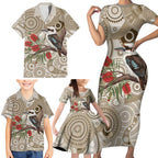 Kookaburra Bottlebrushes Personalised Family Matching Short Sleeve Bodycon Dress and Hawaiian Shirt Aboriginal Australian Dot Painting - Aussie Hoodie