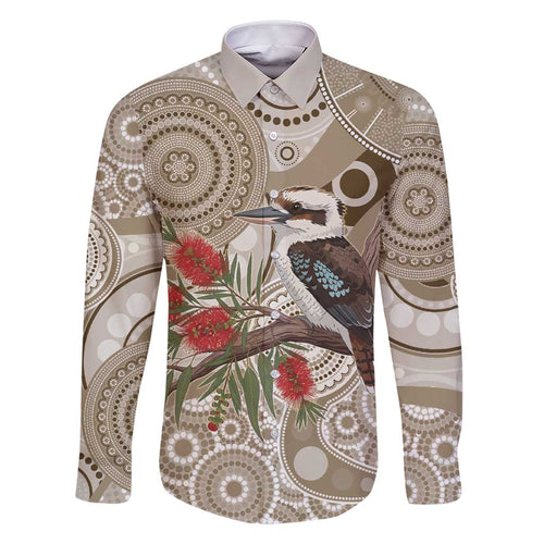 Kookaburra Bottlebrushes Personalised Family Matching Short Sleeve Bodycon Dress and Hawaiian Shirt Aboriginal Australian Dot Painting - Aussie Hoodie