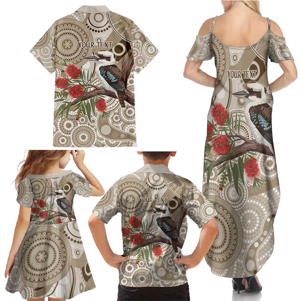Kookaburra Bottlebrushes Personalised Family Matching Summer Maxi Dress and Hawaiian Shirt Aboriginal Australian Dot Painting - Aussie Hoodie