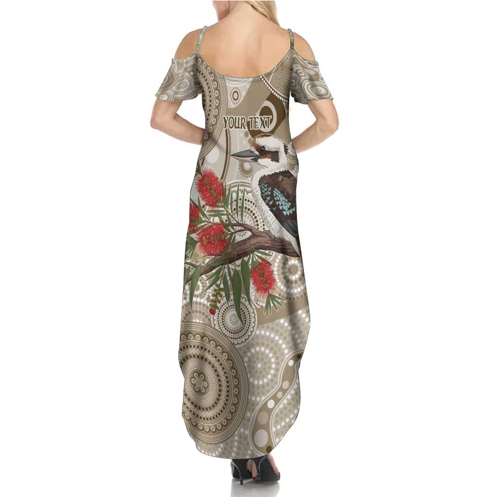 Kookaburra Bottlebrushes Personalised Family Matching Summer Maxi Dress and Hawaiian Shirt Aboriginal Australian Dot Painting - Aussie Hoodie