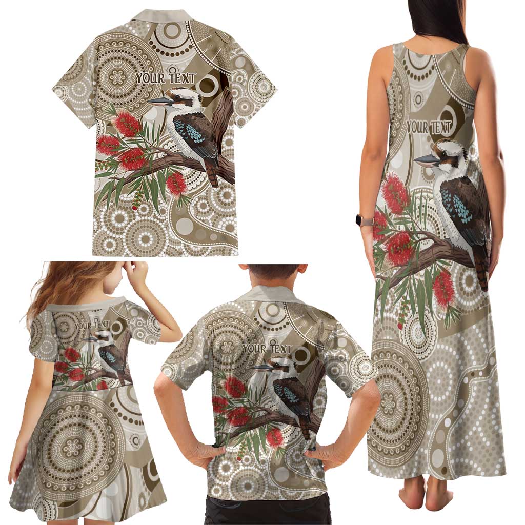 Kookaburra Bottlebrushes Personalised Family Matching Tank Maxi Dress and Hawaiian Shirt Aboriginal Australian Dot Painting - Aussie Hoodie