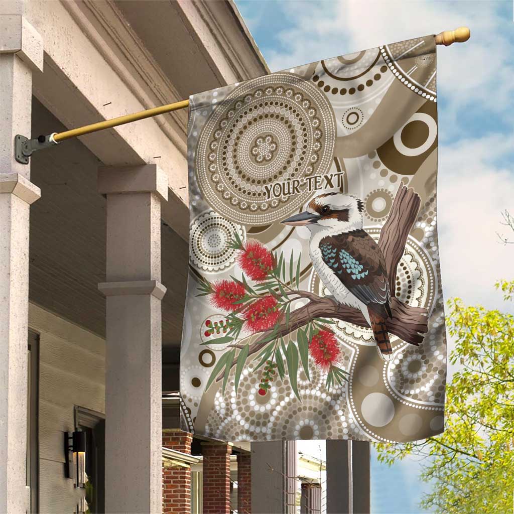 Kookaburra Bottlebrushes Personalised Garden Flag Aboriginal Australian Dot Painting - Aussie Hoodie
