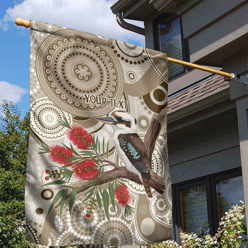 Kookaburra Bottlebrushes Personalised Garden Flag Aboriginal Australian Dot Painting - Aussie Hoodie