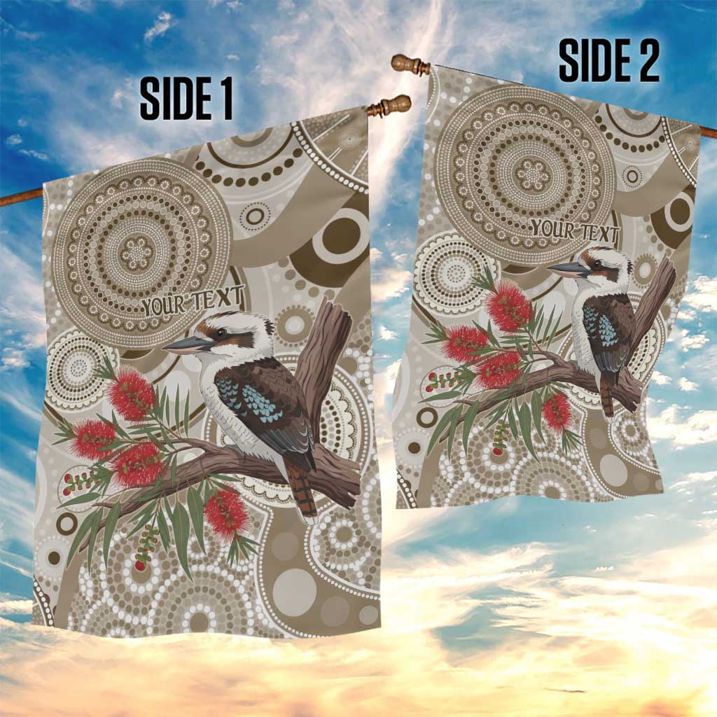 Kookaburra Bottlebrushes Personalised Garden Flag Aboriginal Australian Dot Painting - Aussie Hoodie