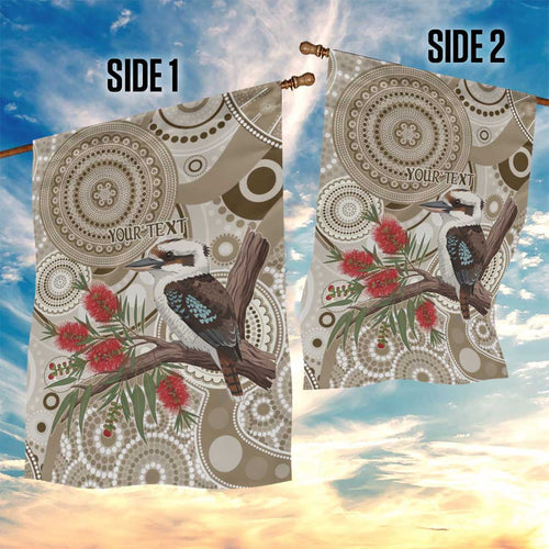 Kookaburra Bottlebrushes Personalised Garden Flag Aboriginal Australian Dot Painting - Aussie Hoodie