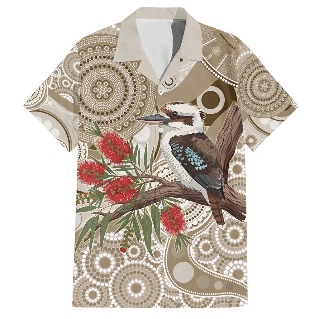 Kookaburra Bottlebrushes Personalised Hawaiian Shirt Aboriginal Australian Dot Painting - Aussie Hoodie