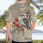 Kookaburra Bottlebrushes Personalised Hawaiian Shirt Aboriginal Australian Dot Painting - Aussie Hoodie