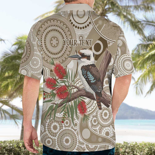 Kookaburra Bottlebrushes Personalised Hawaiian Shirt Aboriginal Australian Dot Painting - Aussie Hoodie