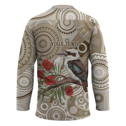Kookaburra Bottlebrushes Personalised Hockey Jersey Aboriginal Australian Dot Painting - Aussie Hoodie