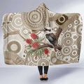 Kookaburra Bottlebrushes Personalised Hooded Blanket Aboriginal Australian Dot Painting - Aussie Hoodie