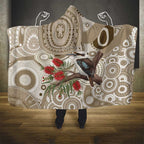 Kookaburra Bottlebrushes Personalised Hooded Blanket Aboriginal Australian Dot Painting - Aussie Hoodie