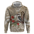 Kookaburra Bottlebrushes Personalised Hoodie Aboriginal Australian Dot Painting - Aussie Hoodie