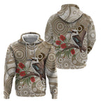 Kookaburra Bottlebrushes Personalised Hoodie Aboriginal Australian Dot Painting - Aussie Hoodie