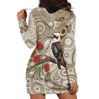Kookaburra Bottlebrushes Personalised Hoodie Dress Aboriginal Australian Dot Painting - Aussie Hoodie