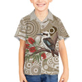 Kookaburra Bottlebrushes Personalised Kid Hawaiian Shirt Aboriginal Australian Dot Painting - Aussie Hoodie