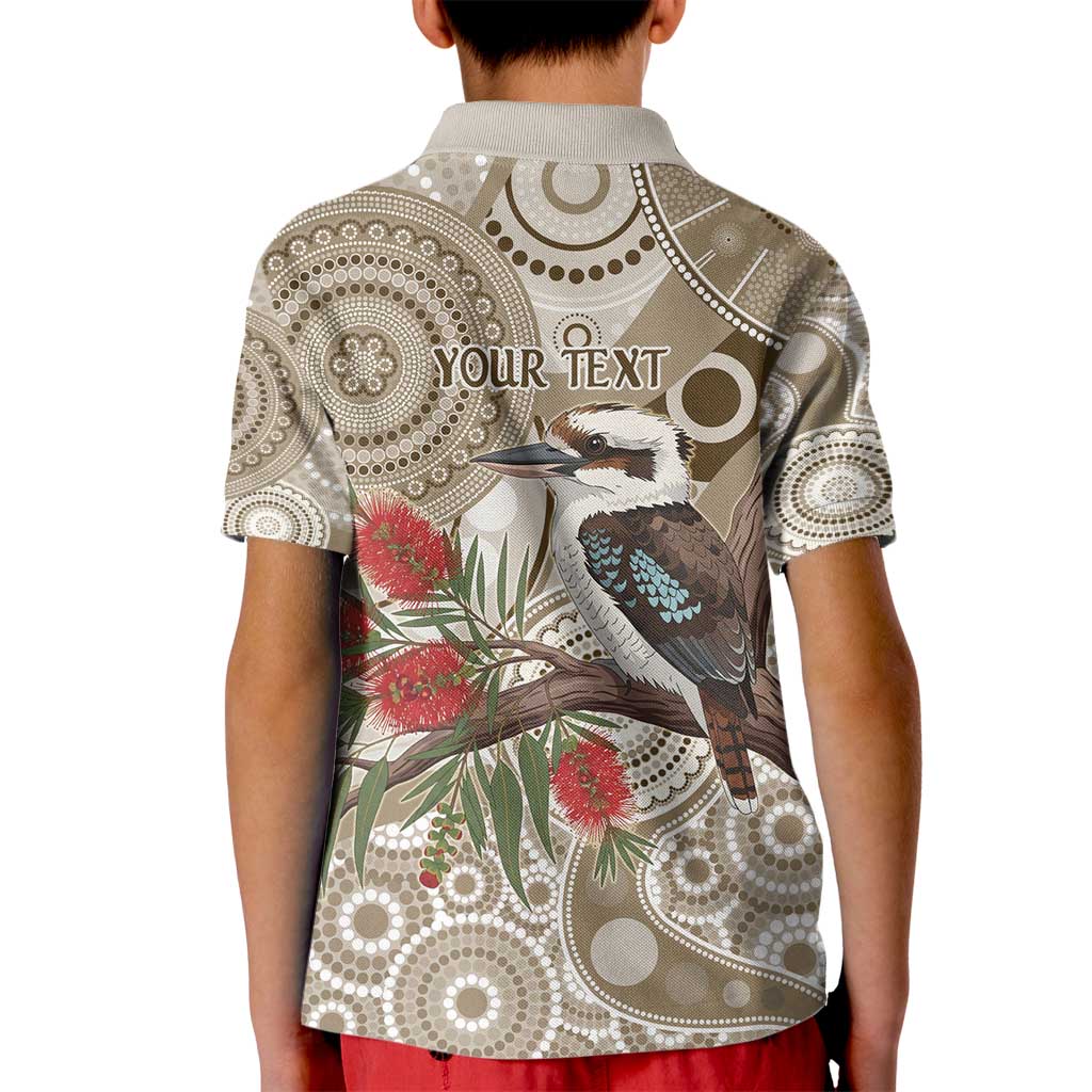Kookaburra Bottlebrushes Personalised Kid Polo Shirt Aboriginal Australian Dot Painting - Aussie Hoodie