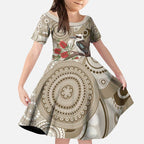 Kookaburra Bottlebrushes Personalised Kid Short Sleeve Dress Aboriginal Australian Dot Painting - Aussie Hoodie